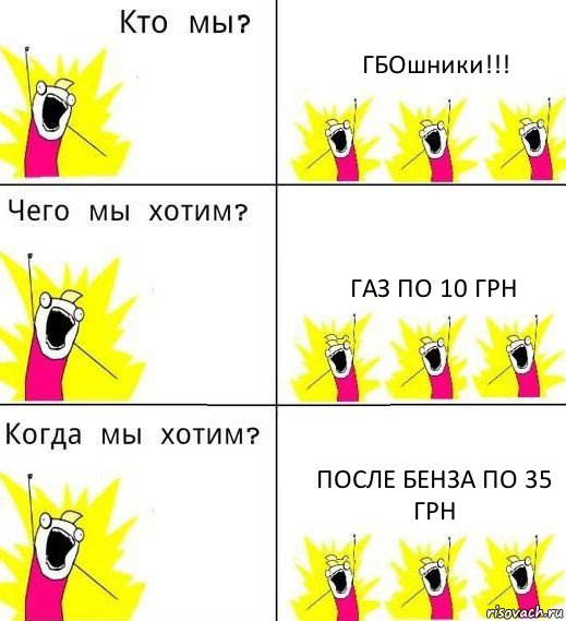 ГБОшники!!! Газ по 10 грн После бенза по 35 грн, Комикс Что мы хотим