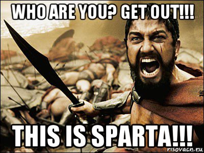 who are you? get out!!! this is sparta!!!, Мем Это Спарта