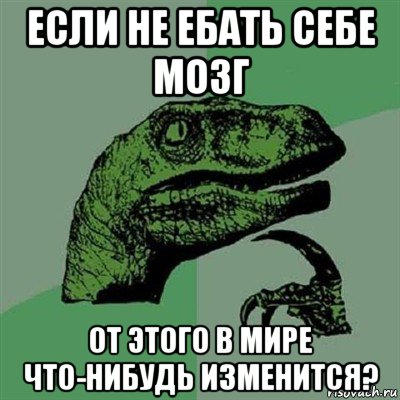 если не ебать себе мозг от этого в мире что-нибудь изменится?, Мем Филосораптор