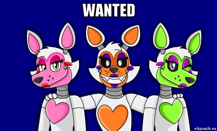 wanted , Мем FNAF world ФНАФ мир Mangle Мангл Lolbit Лолбит Tangle