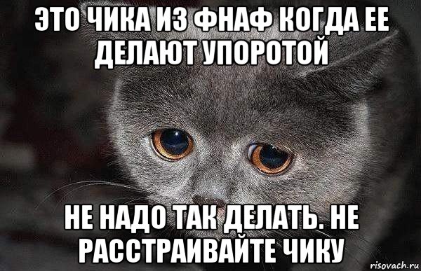 это чика из фнаф когда ее делают упоротой не надо так делать. не расстраивайте чику, Мем  Грустный кот