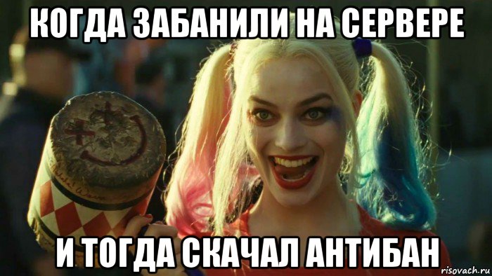 когда забанили на сервере и тогда скачал антибан, Мем    Harley quinn