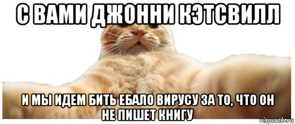 с вами джонни кэтсвилл и мы идем бить ебало вирусу за то, что он не пишет книгу, Мем   Кэтсвилл