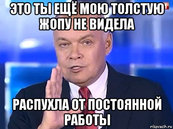 это ты ещё мою толстую жопу не видела распухла от постоянной работы, Мем Киселёв 2014