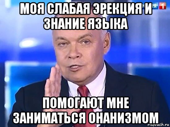 моя слабая эрекция и знание языка помогают мне заниматься онанизмом, Мем Киселёв 2014