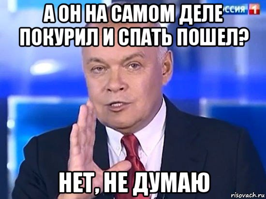 а он на самом деле покурил и спать пошел? нет, не думаю, Мем Киселёв 2014