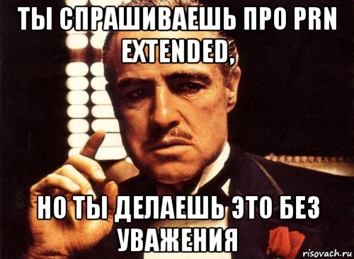 ты спрашиваешь про prn extended, но ты делаешь это без уважения, Мем крестный отец