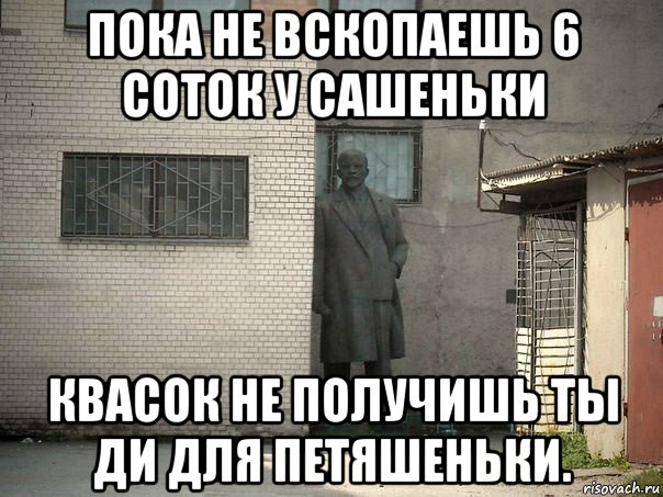 пока не вскопаешь 6 соток у сашеньки квасок не получишь ты ди для петяшеньки.