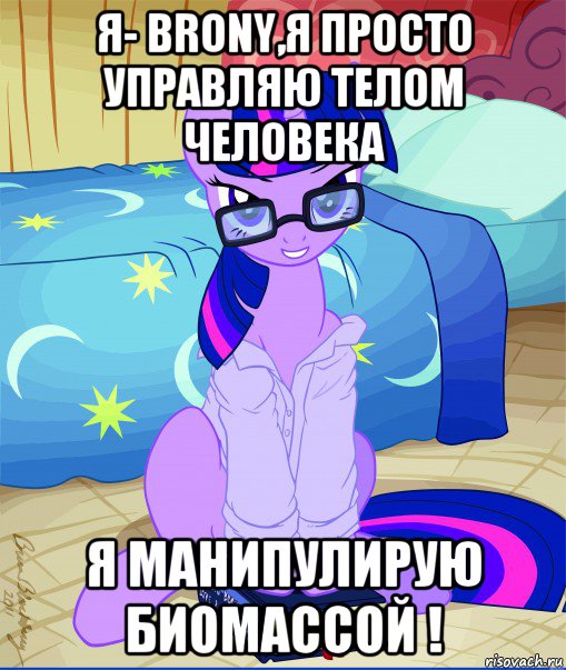 я- brony,я просто управляю телом человека я манипулирую биомассой !, Мем  май литл пони