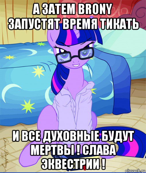 а затем brony запустят время тикать и все духовные будут мертвы ! слава эквестрии !, Мем  май литл пони