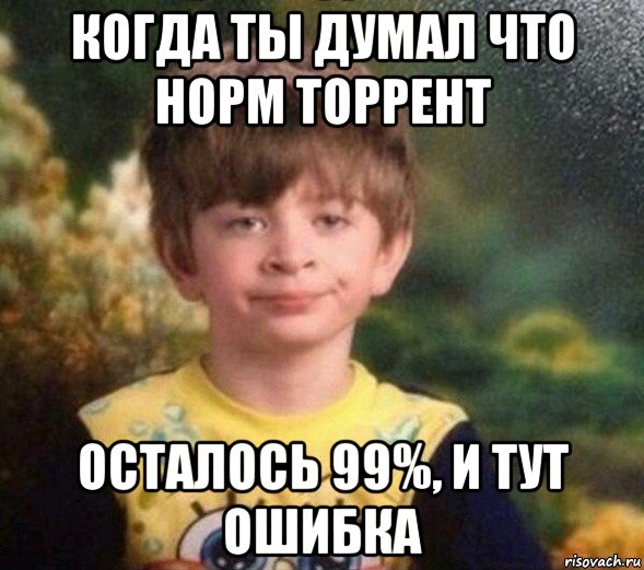 когда ты думал что норм торрент осталось 99%, и тут ошибка, Мем Недовольный пацан