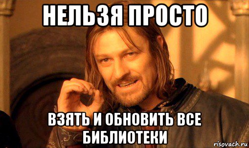 нельзя просто взять и обновить все библиотеки, Мем Нельзя просто так взять и (Боромир мем)