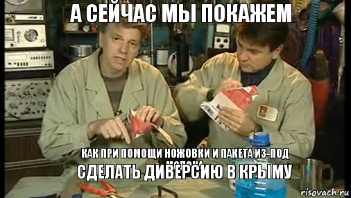 А сейчас мы покажем   как при помощи ножовки и пакета из-под молока сделать диверсию в крыму, Комикс Очумелые ручки