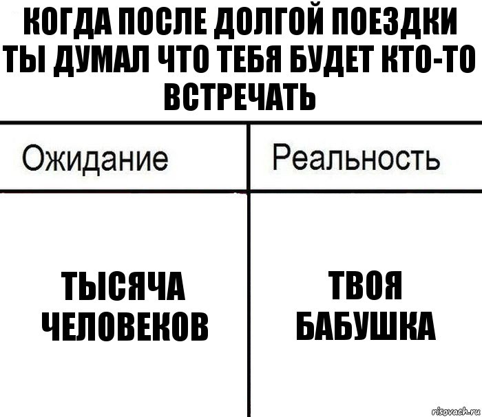 Когда после долгой поездки ты думал что тебя будет кто-то встречать тысяча человеков Твоя бабушка, Комикс  Ожидание - реальность