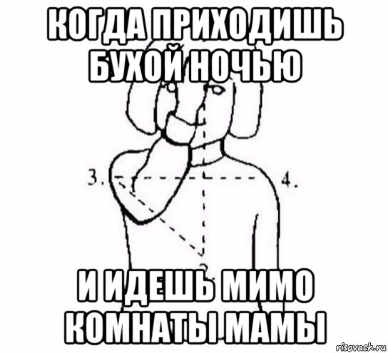 когда приходишь бухой ночью и идешь мимо комнаты мамы, Мем  Перекреститься