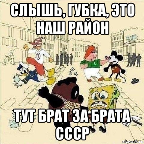 слышь, губка, это наш район тут брат за брата ссср