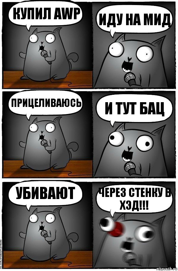 Купил AWP Иду на МИД Прицеливаюсь И тут бац Убивают ЧЕРЕЗ СТЕНКУ В ХЭД!!!, Комикс  Стендап-кот