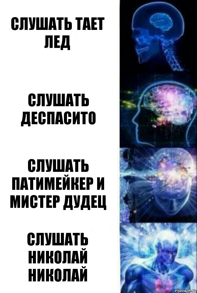 Слушать тает лед Слушать деспасито Слушать патимейкер и мистер дудец Слушать николай николай, Комикс  Сверхразум