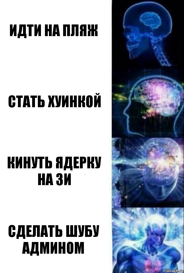 Идти на пляж Стать хуинкой Кинуть ядерку на ЗИ Сделать Шубу админом, Комикс  Сверхразум