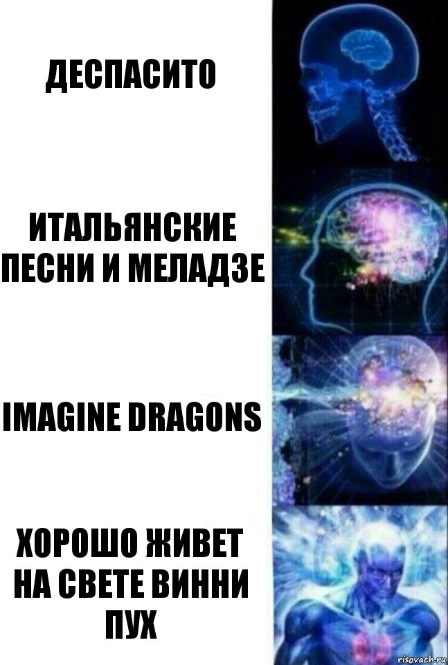 Деспасито Итальянские песни и меладзе Imagine dragons Хорошо живет на свете винни пух, Комикс  Сверхразум