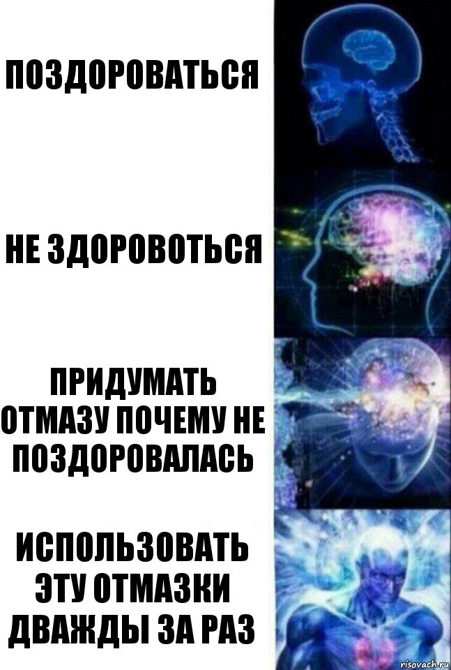 Поздороваться Не здоровоться Придумать отмазу почему не поздоровалась Использовать эту отмазки дважды за раз, Комикс  Сверхразум