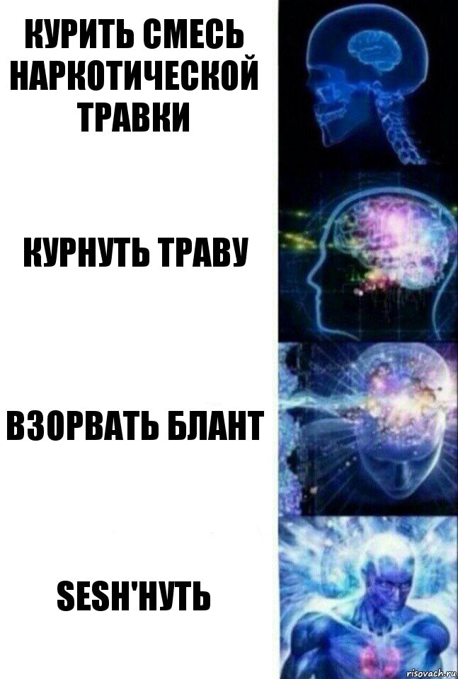 Курить смесь наркотической травки курнуть траву взорвать блант sesh'нуть, Комикс  Сверхразум