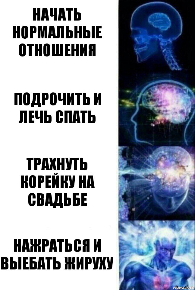 начать нормальные отношения подрочить и лечь спать трахнуть корейку на свадьбе нажраться и выебать жируху, Комикс  Сверхразум