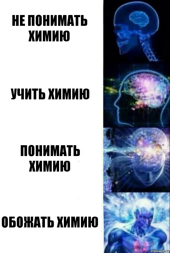 Не понимать химию Учить химию Понимать химию Обожать химию, Комикс  Сверхразум