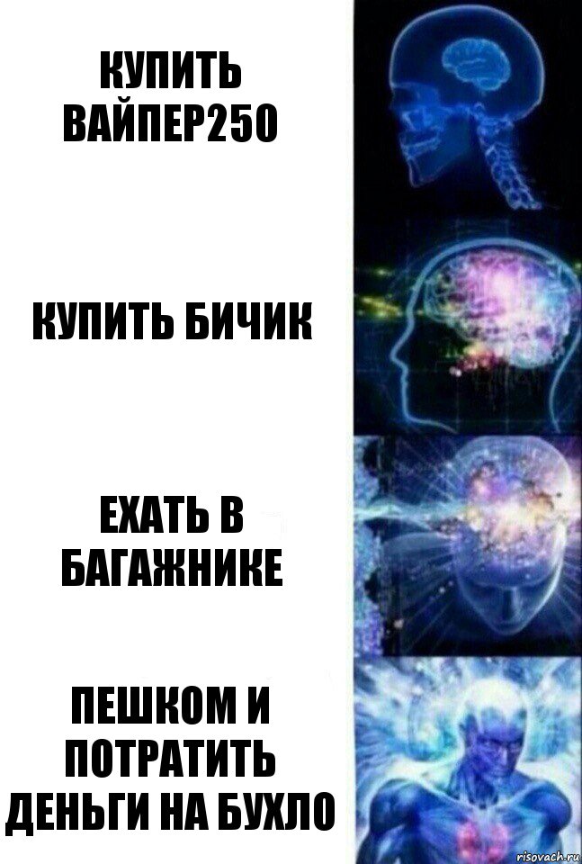 Купить вайпер250 Купить бичик Ехать в багажнике Пешком и потратить деньги на бухло, Комикс  Сверхразум