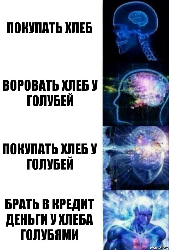 Покупать хлеб Воровать хлеб у голубей Покупать хлеб у голубей Брать в кредит деньги у хлеба голубями, Комикс  Сверхразум