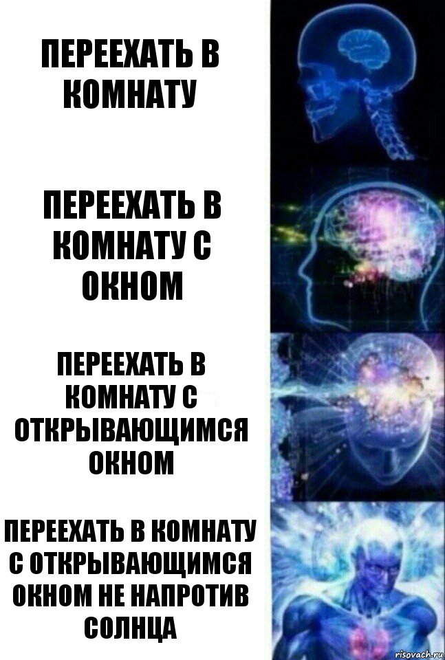 Переехать в комнату Переехать в комнату с окном Переехать в комнату с открывающимся окном Переехать в комнату с открывающимся окном не напротив солнца, Комикс  Сверхразум