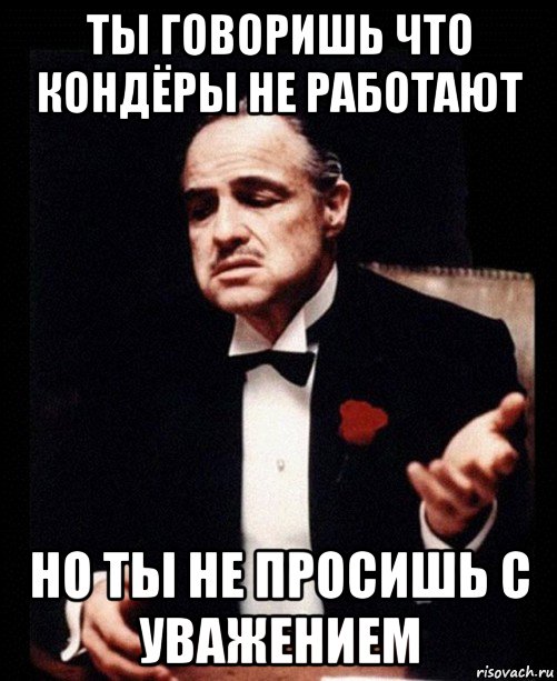 ты говоришь что кондёры не работают но ты не просишь с уважением, Мем ты делаешь это без уважения