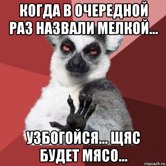 когда в очередной раз назвали мелкой... узбогойся... щяс будет мясо..., Мем Узбагойзя