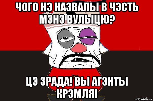 чого нэ назвалы в чэсть мэнэ вулыцю? цэ зрада! вы агэнты крэмля!