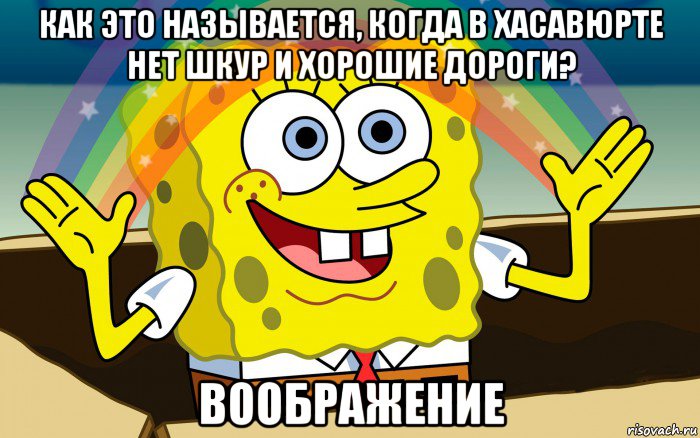 как это называется, когда в хасавюрте нет шкур и хорошие дороги? воображение, Мем воображение