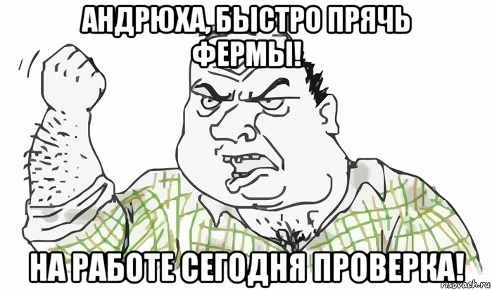 андрюха, быстро прячь фермы! на работе сегодня проверка!, Мем Будь мужиком