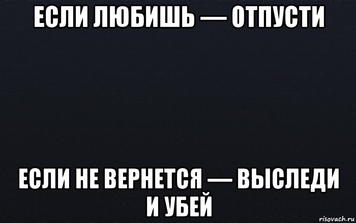 если любишь — отпусти если не вернется — выследи и убей