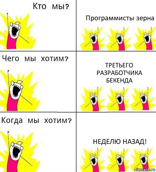 Программисты зерна Третьего разработчика бекенда Неделю назад!, Комикс Что мы хотим