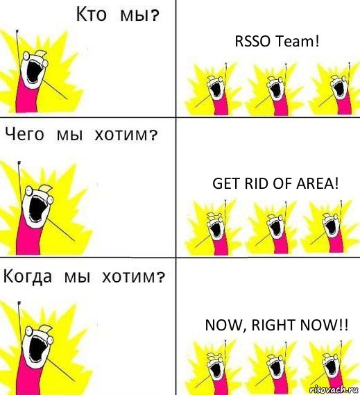 RSSO Team! Get rid of AREA! Now, right now!!, Комикс Что мы хотим