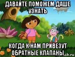 давайте поможем даше узнать когда к нам привезут обратные клапаны, Мем Даша следопыт