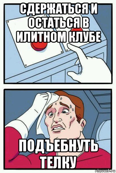 сдержаться и остаться в илитном клубе подъебнуть телку, Мем Две кнопки