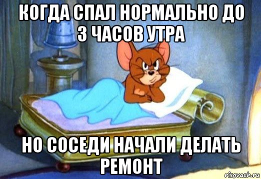 когда спал нормально до 3 часов утра но соседи начали делать ремонт, Мем Джерри