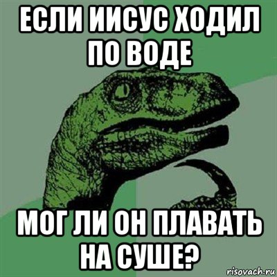 если иисус ходил по воде мог ли он плавать на суше?, Мем Филосораптор