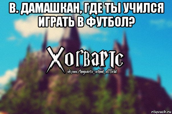 в. дамашкан, где ты учился играть в футбол? , Мем Хогвартс