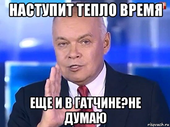 наступит тепло время еще и в гатчине?не думаю, Мем Киселёв 2014