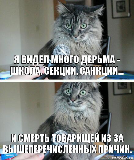 я видел много дерьма - школа, секции, санкции... и смерть товарищей из за вышеперечисленных причин., Комикс  кот с микрофоном