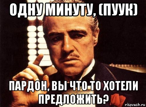 одну минуту, (пуук) пардон, вы что то хотели предложить?, Мем крестный отец