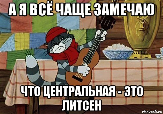 а я всё чаще замечаю что центральная - это литсен, Мем Грустный Матроскин с гитарой