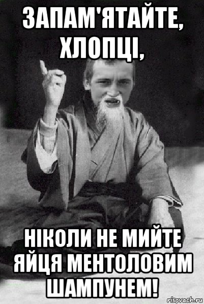 запам'ятайте, хлопці, ніколи не мийте яйця ментоловим шампунем!, Мем Мудрий паца