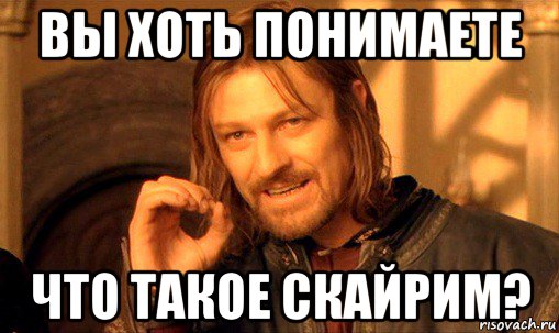 вы хоть понимаете что такое скайрим?, Мем Нельзя просто так взять и (Боромир мем)